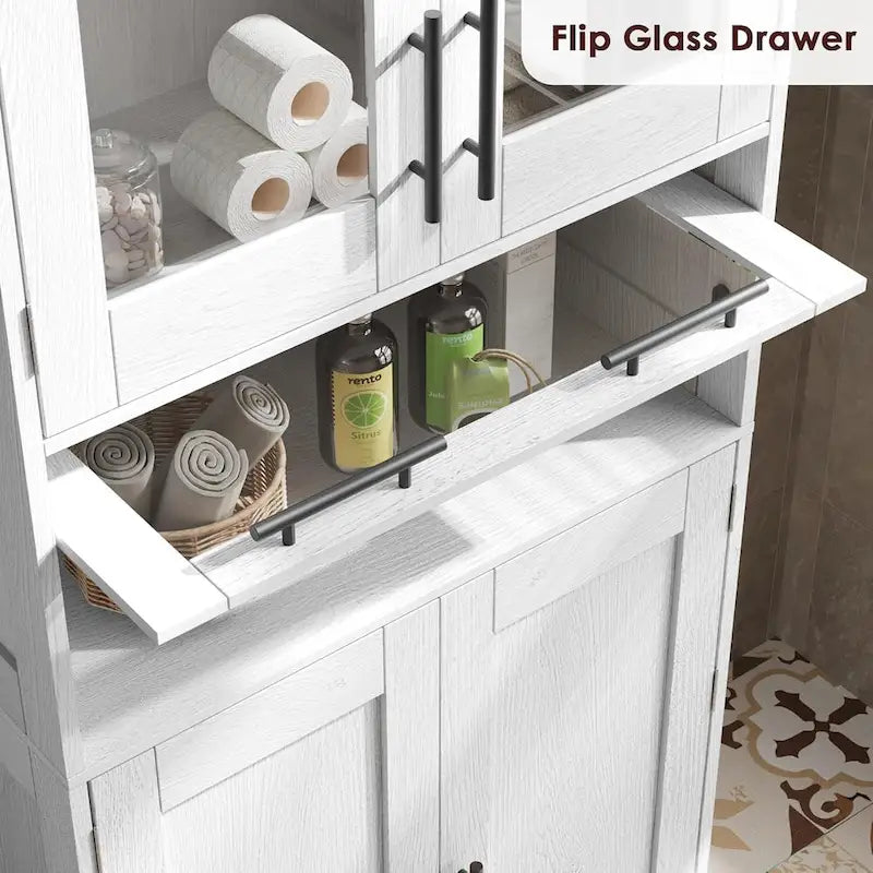 Tall Bathroom Cabinet, Linen Storage Cabinet with Doors and Adjustable Shelves and Drawer 15