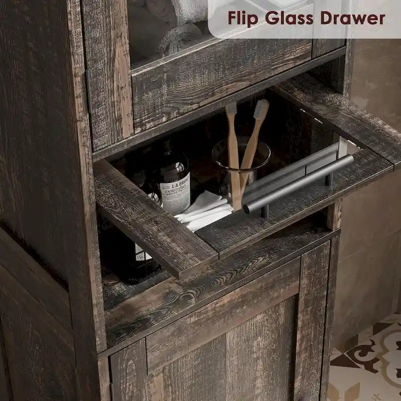 Tall Bathroom Cabinet, Linen Storage Cabinet with Doors and Adjustable Shelves and Drawer 22