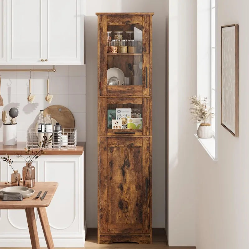 Tall Bathroom Cabinet, Linen Storage Cabinet with Doors and Adjustable Shelves and Drawer 29