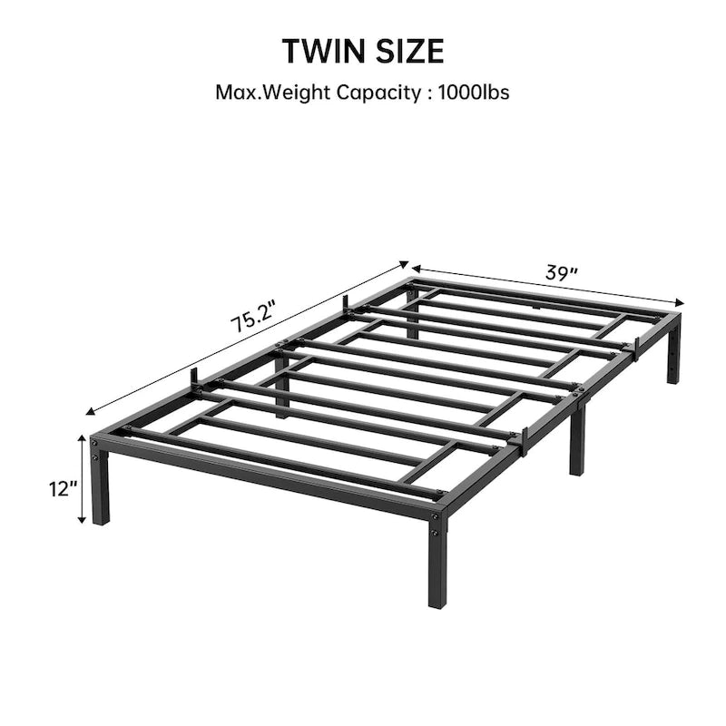 Bed Frame No Box Spring Needed, Heavy Duty Metal Platform Bed Frame