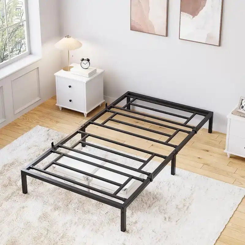 Bed Frame No Box Spring Needed, Heavy Duty Metal Platform Bed Frame 4