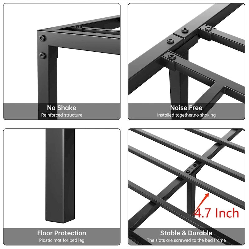 Bed Frame No Box Spring Needed, Heavy Duty Metal Platform Bed Frame 6