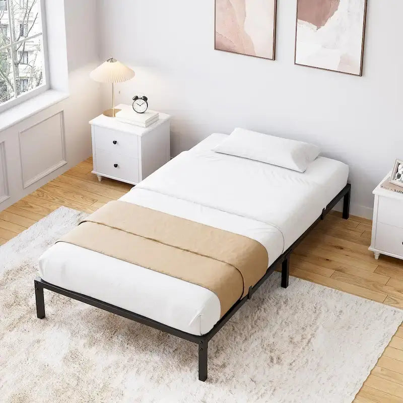 Bed Frame No Box Spring Needed, Heavy Duty Metal Platform Bed Frame 8