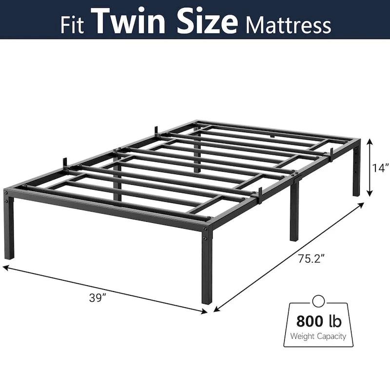 Bed Frame No Box Spring Needed, Heavy Duty Metal Platform Bed Frame 11