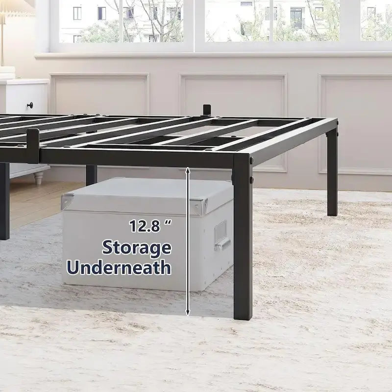 Bed Frame No Box Spring Needed, Heavy Duty Metal Platform Bed Frame 14