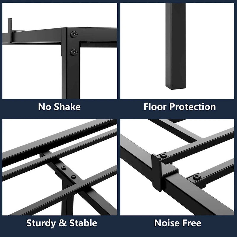 Bed Frame No Box Spring Needed, Heavy Duty Metal Platform Bed Frame 15