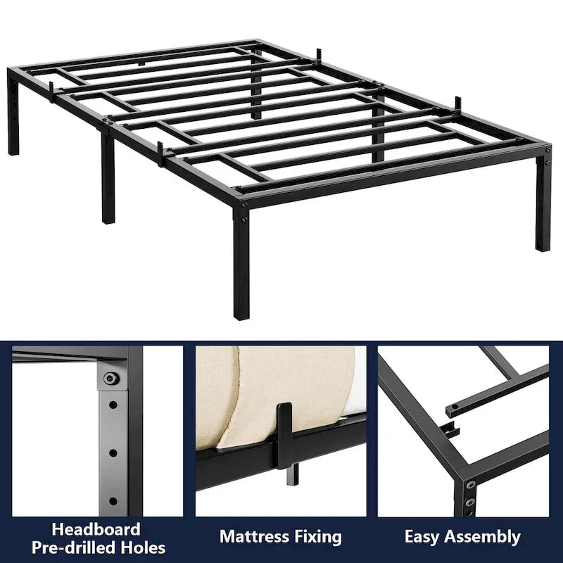 Bed Frame No Box Spring Needed, Heavy Duty Metal Platform Bed Frame 16