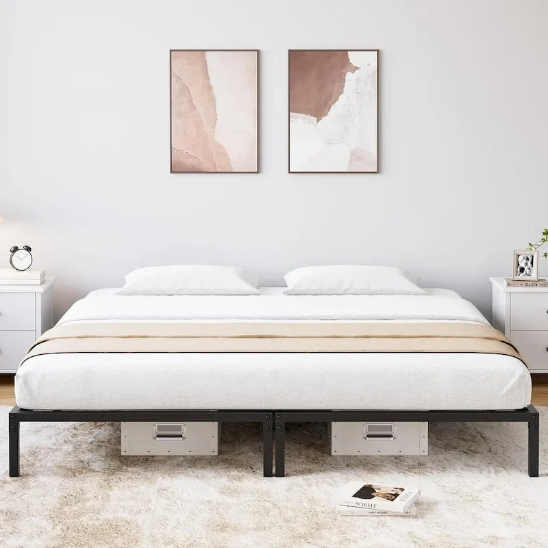 Bed Frame No Box Spring Needed, Heavy Duty Metal Platform Bed Frame 18