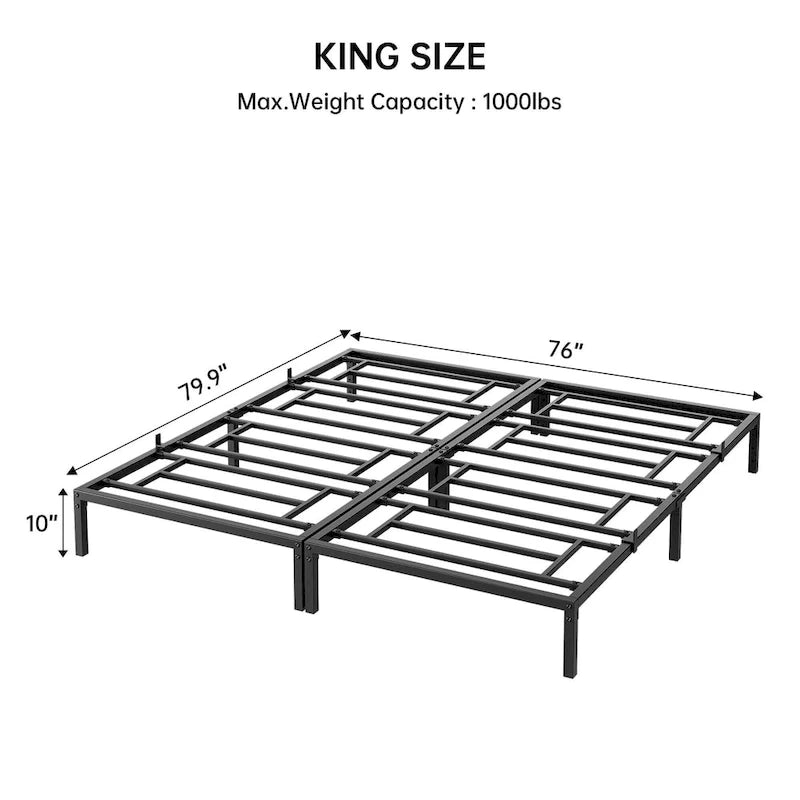 Bed Frame No Box Spring Needed, Heavy Duty Metal Platform Bed Frame 19