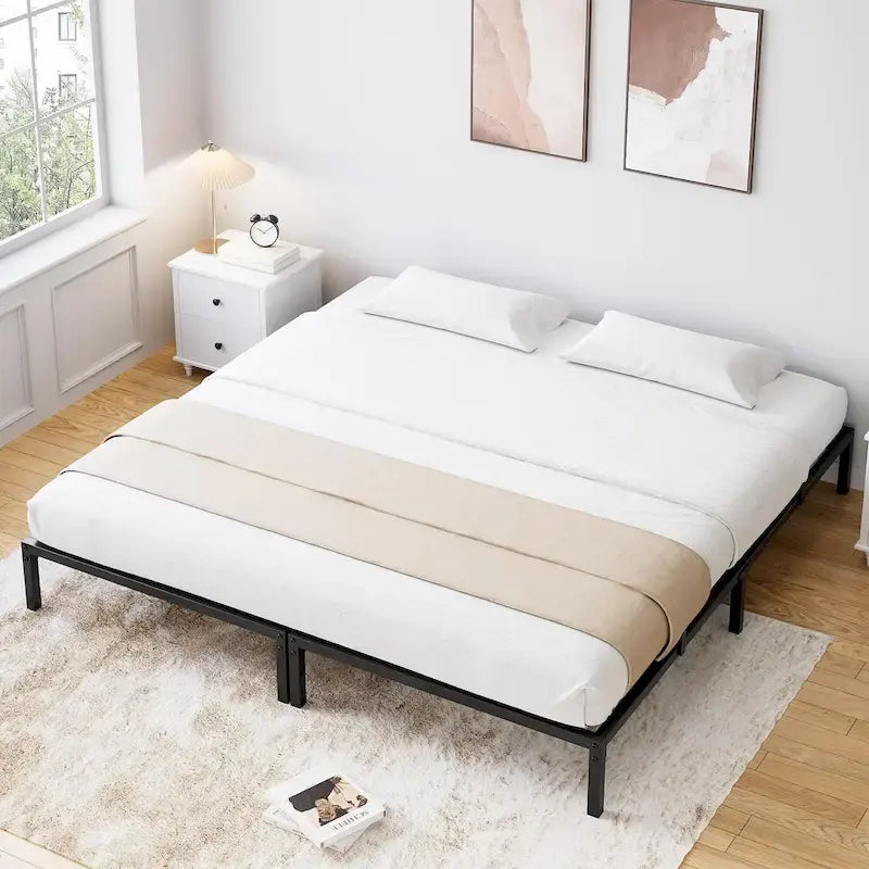 Bed Frame No Box Spring Needed, Heavy Duty Metal Platform Bed Frame 20