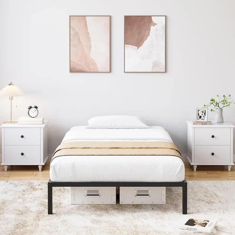 Bed Frame No Box Spring Needed, Heavy Duty Metal Platform Bed Frame 33