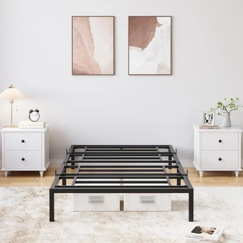 Bed Frame No Box Spring Needed, Heavy Duty Metal Platform Bed Frame 35
