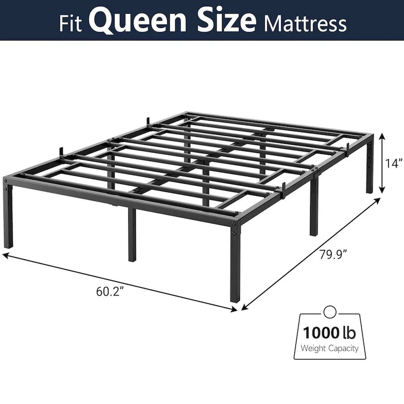 Bed Frame No Box Spring Needed, Heavy Duty Metal Platform Bed Frame 37