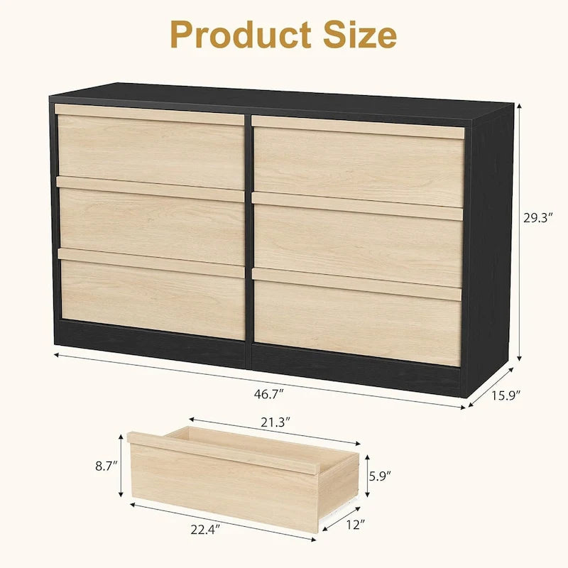 6 Drawer Dresser for Bedroom, Modern Dresser Organizer Storage Chest 2