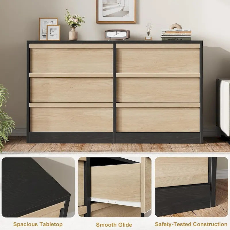 6 Drawer Dresser for Bedroom, Modern Dresser Organizer Storage Chest 6