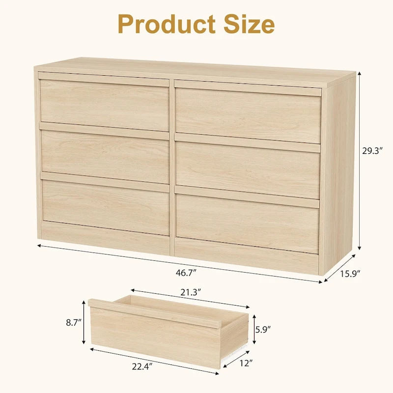 6 Drawer Dresser for Bedroom, Modern Dresser Organizer Storage Chest 9