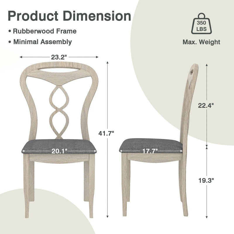 VECELO Solid Wood Dining Chairs Set of 2/4/6, Kitchen Side Chair 13