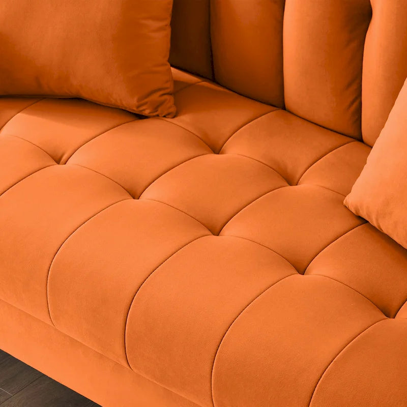 Modern Design Couch For Living Room Department Small Space Loveseat Smooth Velvet Upholstered Tufted Sofa Beige 20