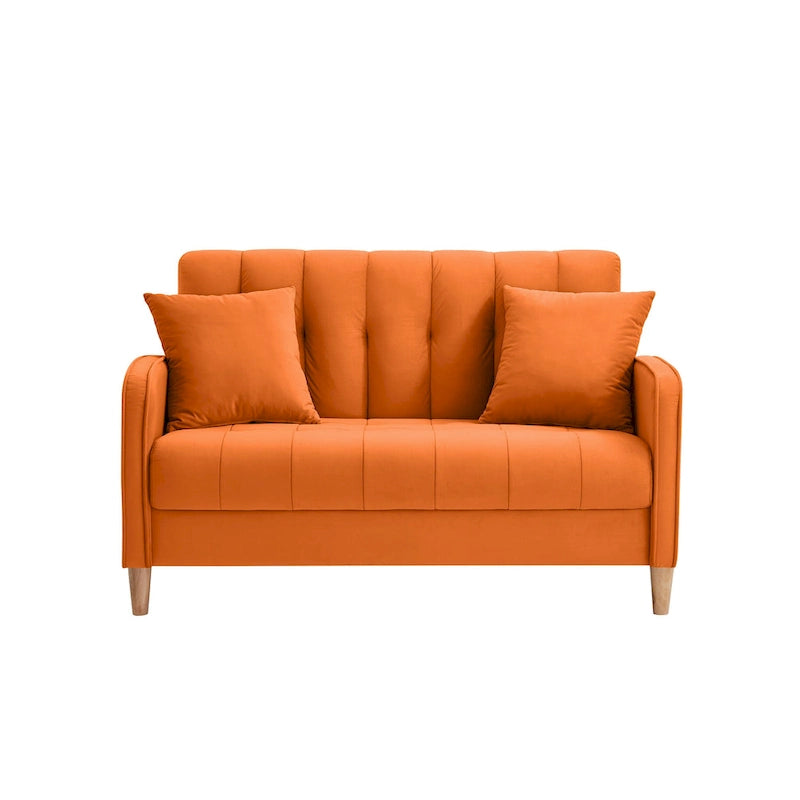 Modern Design Couch For Living Room Department Small Space Loveseat Smooth Velvet Upholstered Tufted Sofa Beige 23