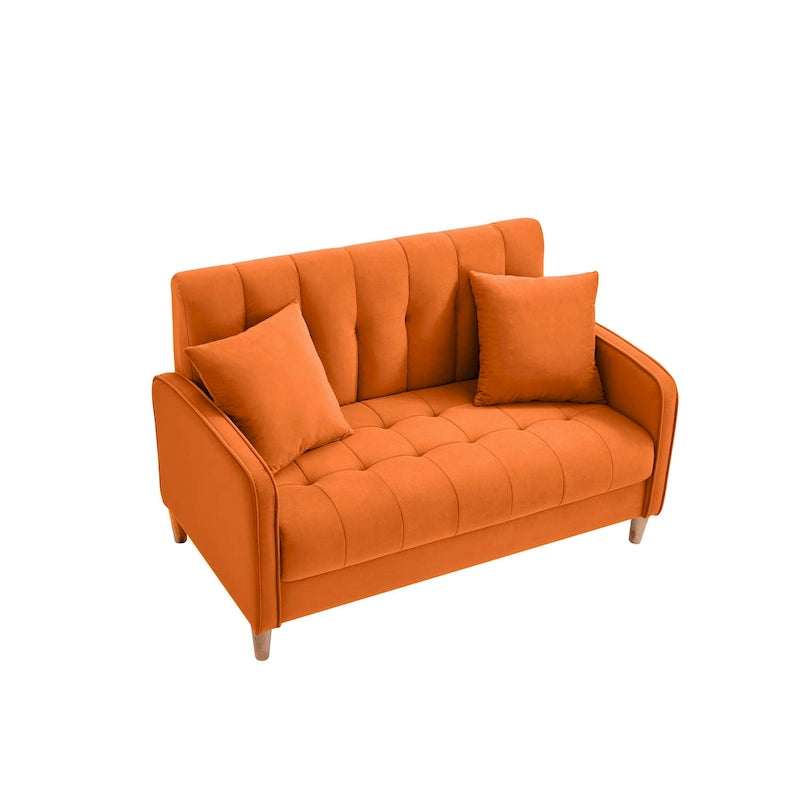 Modern Design Couch For Living Room Department Small Space Loveseat Smooth Velvet Upholstered Tufted Sofa Beige 25