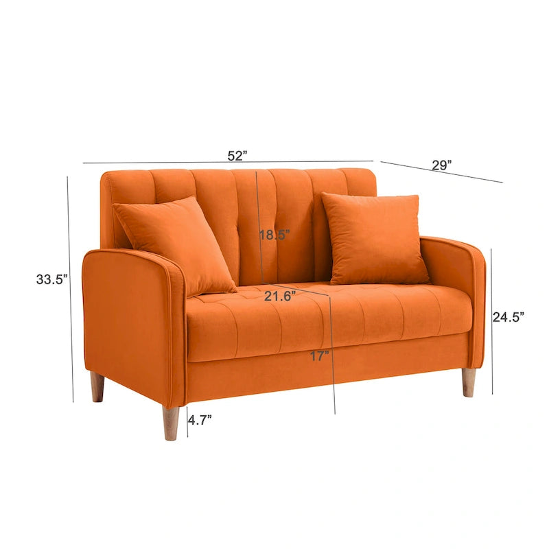 Modern Design Couch For Living Room Department Small Space Loveseat Smooth Velvet Upholstered Tufted Sofa Beige 26