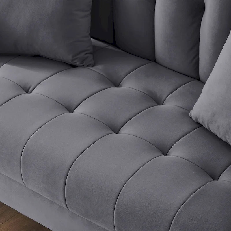 Modern Design Couch For Living Room Department Small Space Loveseat Smooth Velvet Upholstered Tufted Sofa Beige 33