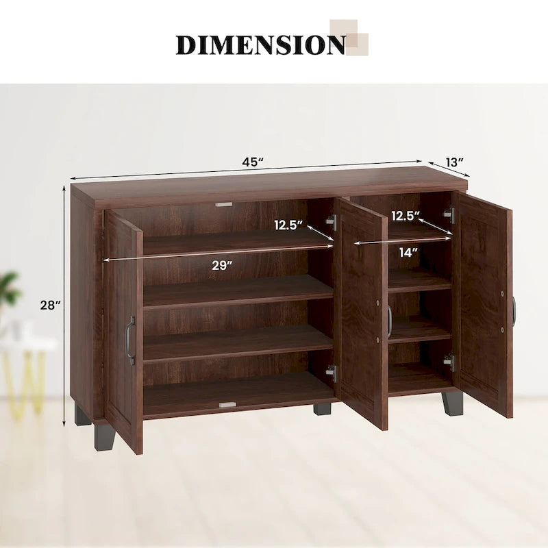 Costway 3-Door Buffet Sideboard Storage Credenza Cabinet Console 3