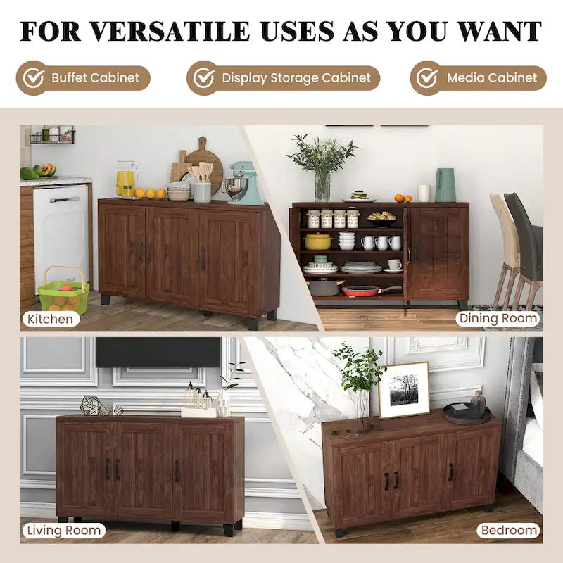 Costway 3-Door Buffet Sideboard Storage Credenza Cabinet Console 6