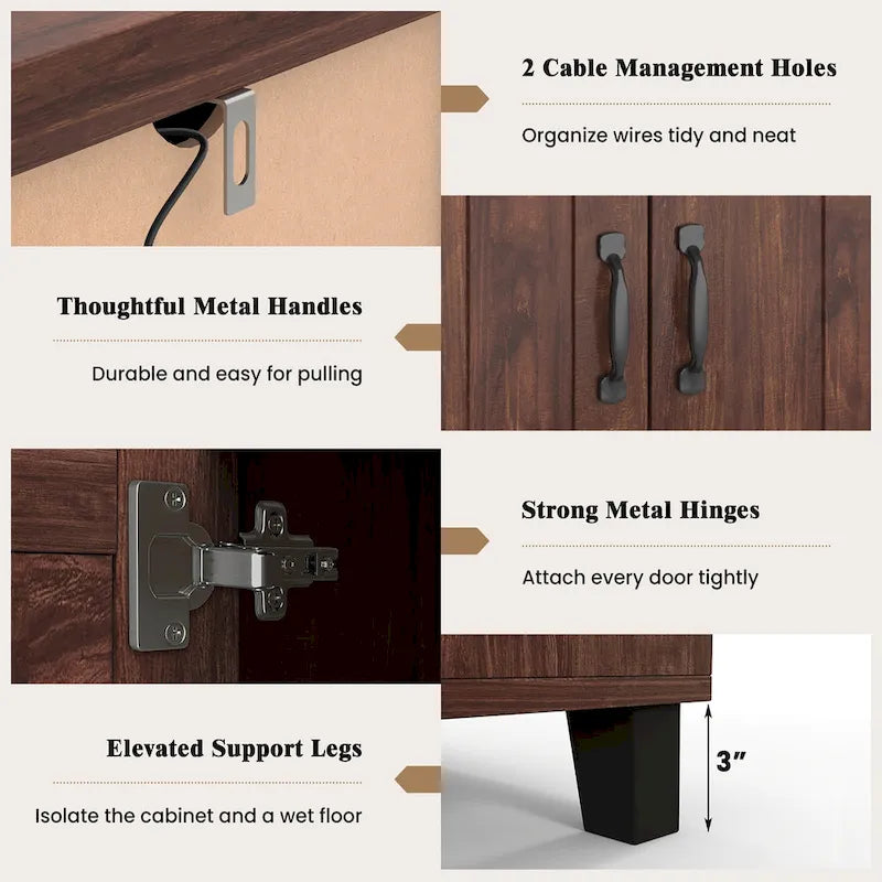 Costway 3-Door Buffet Sideboard Storage Credenza Cabinet Console 7