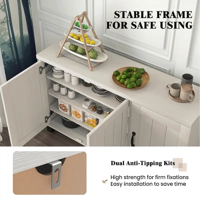 Costway 3-Door Buffet Sideboard Storage Credenza Cabinet Console 14