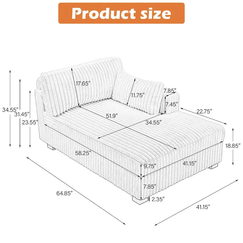 DREAMSIDEA Oversized Right Facing Chaise Lounge Lofa 9
