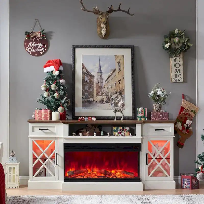 Fireplace TV Stand for 80 Inch TV, Entertainment Center,Media Console 28