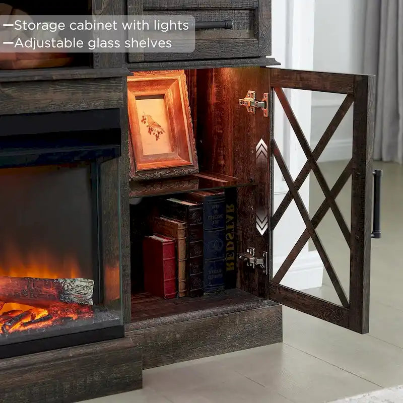 Fireplace TV Stand for 80 Inch TV, Entertainment Center,Media Console 4