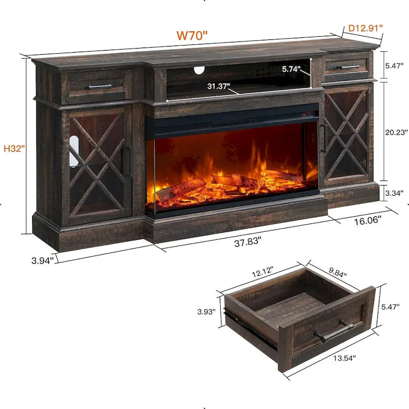 Fireplace TV Stand for 80 Inch TV, Entertainment Center,Media Console 5