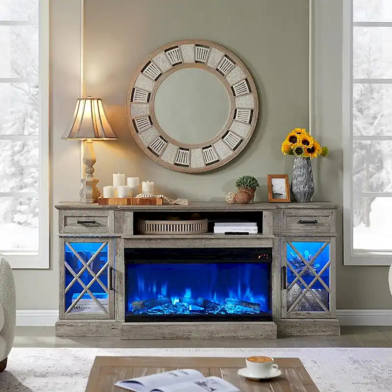 Fireplace TV Stand for 80 Inch TV, Entertainment Center,Media Console 9