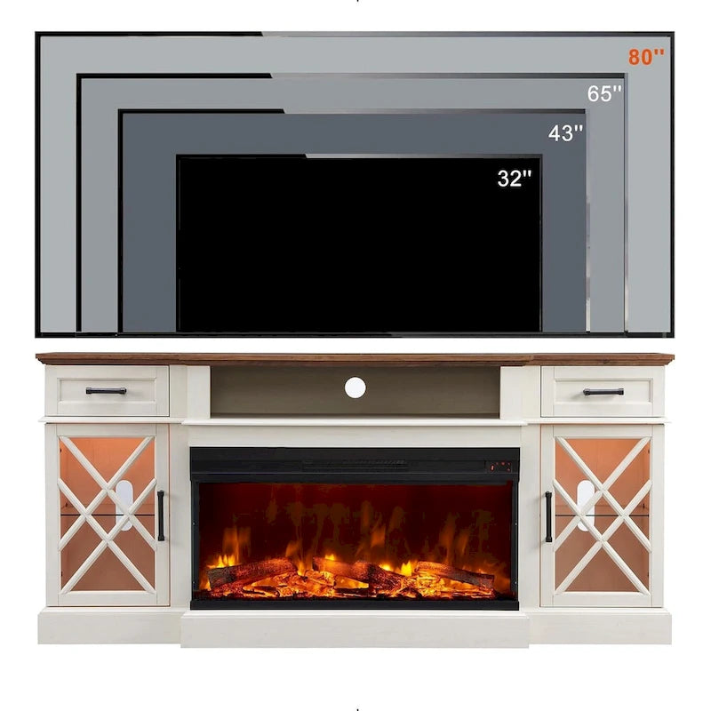 Fireplace TV Stand for 80 Inch TV, Entertainment Center,Media Console 17