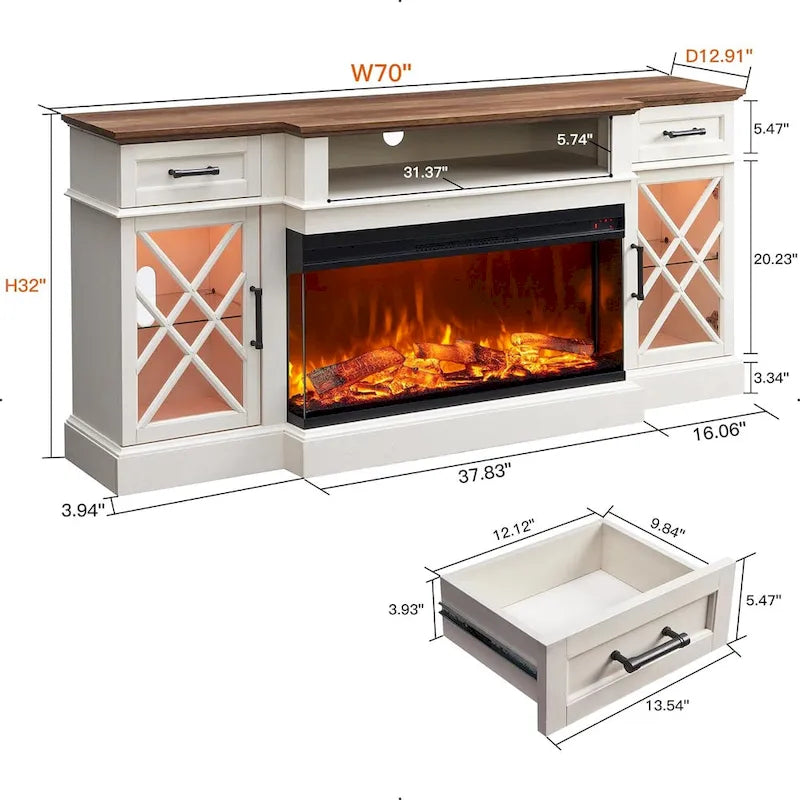 Fireplace TV Stand for 80 Inch TV, Entertainment Center,Media Console 18