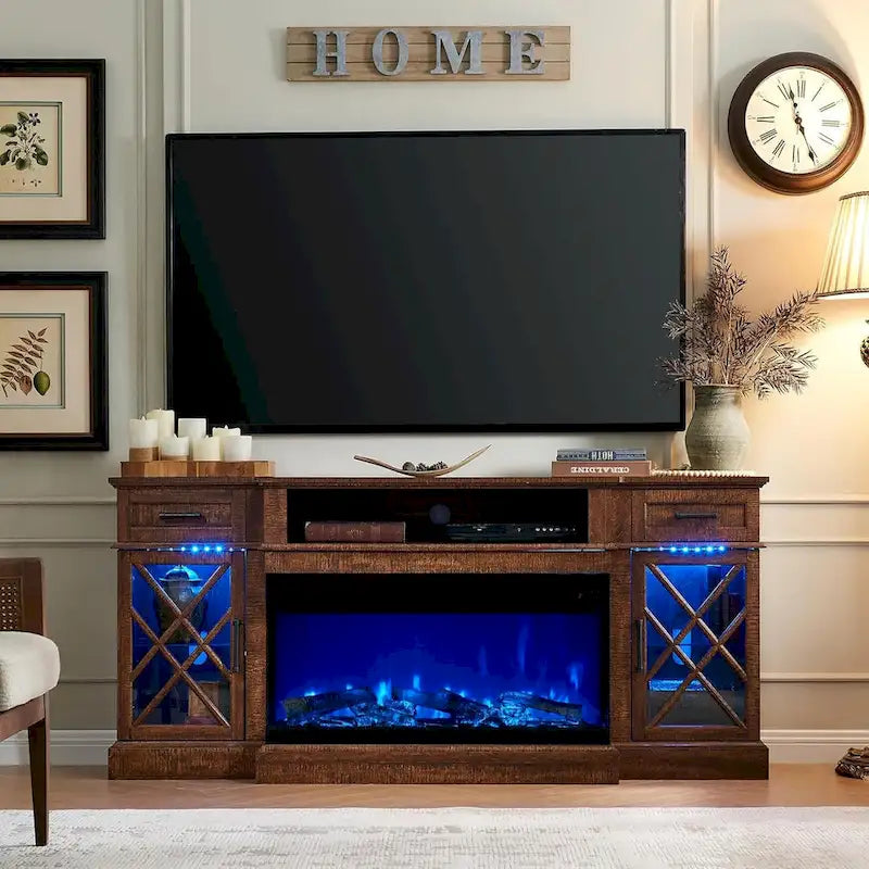 Fireplace TV Stand for 80 Inch TV, Entertainment Center,Media Console 20
