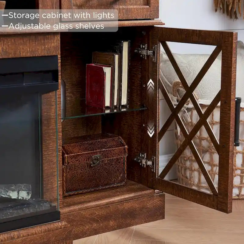 Fireplace TV Stand for 80 Inch TV, Entertainment Center,Media Console 24