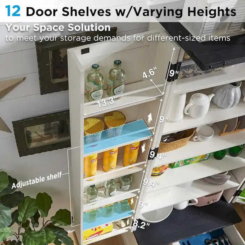 72 Farmhouse Kitchen Pantry Cabinet, Tall Storage Cabinet, Cupboard - N/A 4
