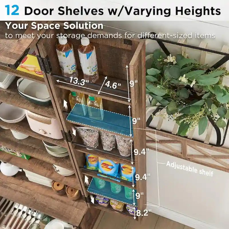 72 Farmhouse Kitchen Pantry Cabinet, Tall Storage Cabinet, Cupboard - N/A 12