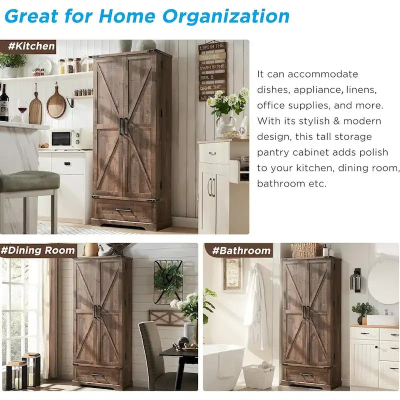 72 Farmhouse Kitchen Pantry Cabinet, Tall Storage Cabinet, Cupboard - N/A 13