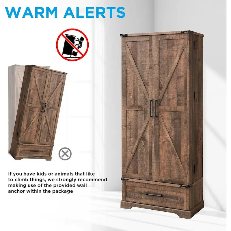 72 Farmhouse Kitchen Pantry Cabinet, Tall Storage Cabinet, Cupboard - N/A 16