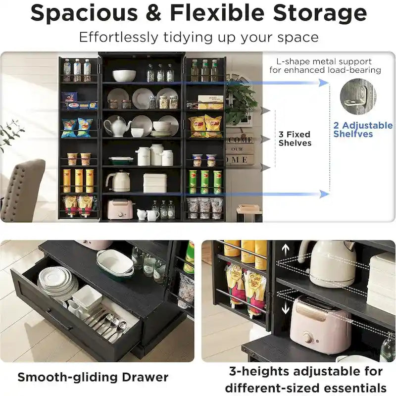 72 Farmhouse Kitchen Pantry Cabinet, Tall Storage Cabinet, Cupboard - N/A 25