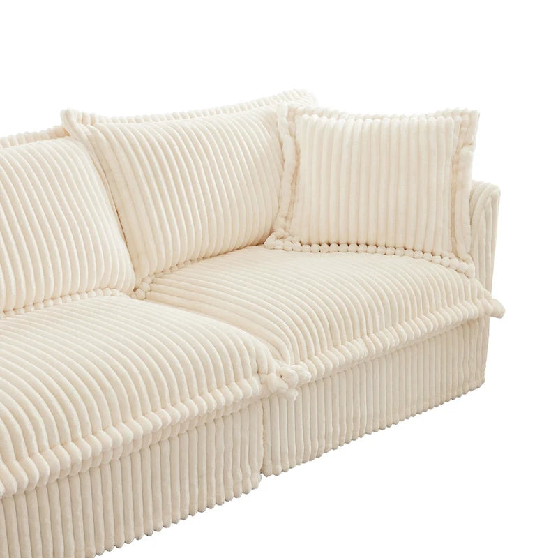 156.6 Corduroy U-Shape 4-Seater Sectional Sofa with Removable Slipcover, Deep Seat Design and French Edge Detailing 5