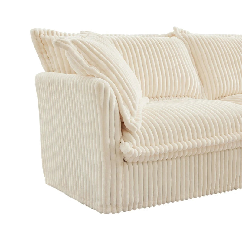 156.6 Corduroy U-Shape 4-Seater Sectional Sofa with Removable Slipcover, Deep Seat Design and French Edge Detailing 7