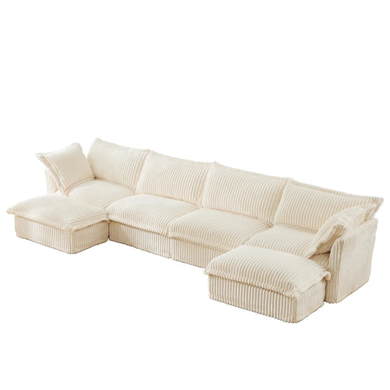 156.6 Corduroy U-Shape 4-Seater Sectional Sofa with Removable Slipcover, Deep Seat Design and French Edge Detailing 14