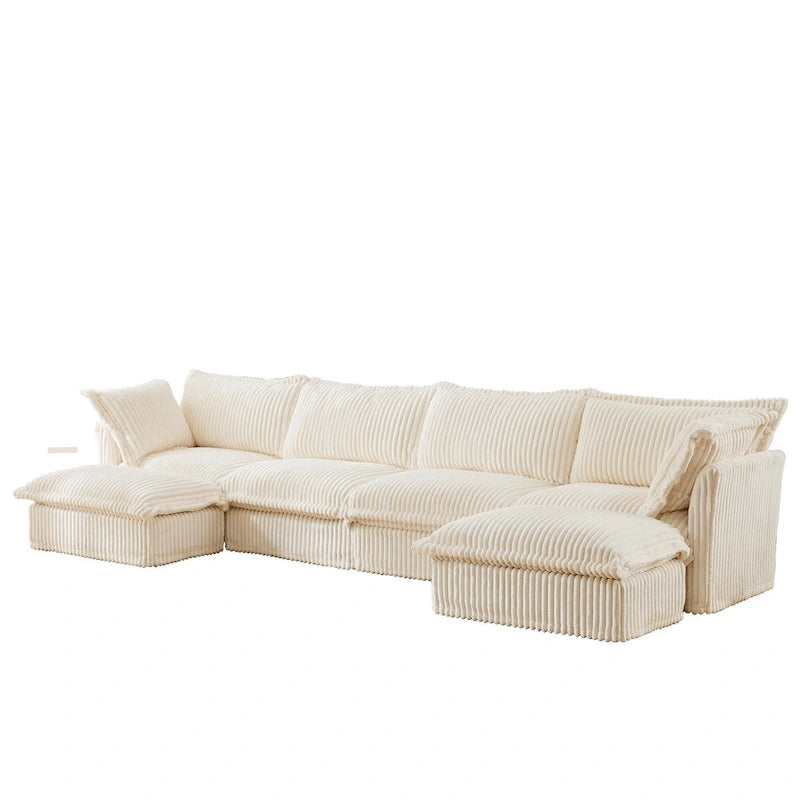 156.6 Corduroy U-Shape 4-Seater Sectional Sofa with Removable Slipcover, Deep Seat Design and French Edge Detailing 16