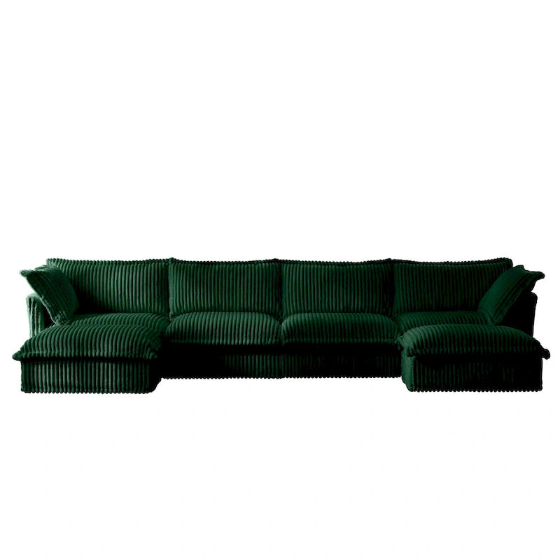 156.6 Corduroy U-Shape 4-Seater Sectional Sofa with Removable Slipcover, Deep Seat Design and French Edge Detailing 28
