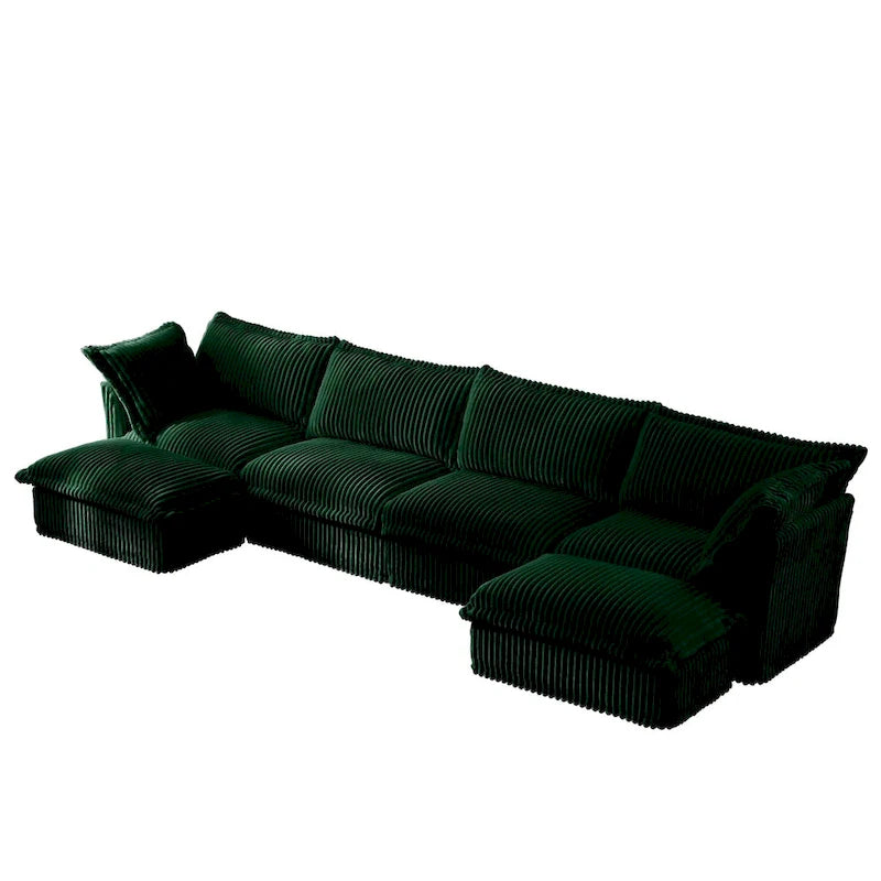 156.6 Corduroy U-Shape 4-Seater Sectional Sofa with Removable Slipcover, Deep Seat Design and French Edge Detailing 29